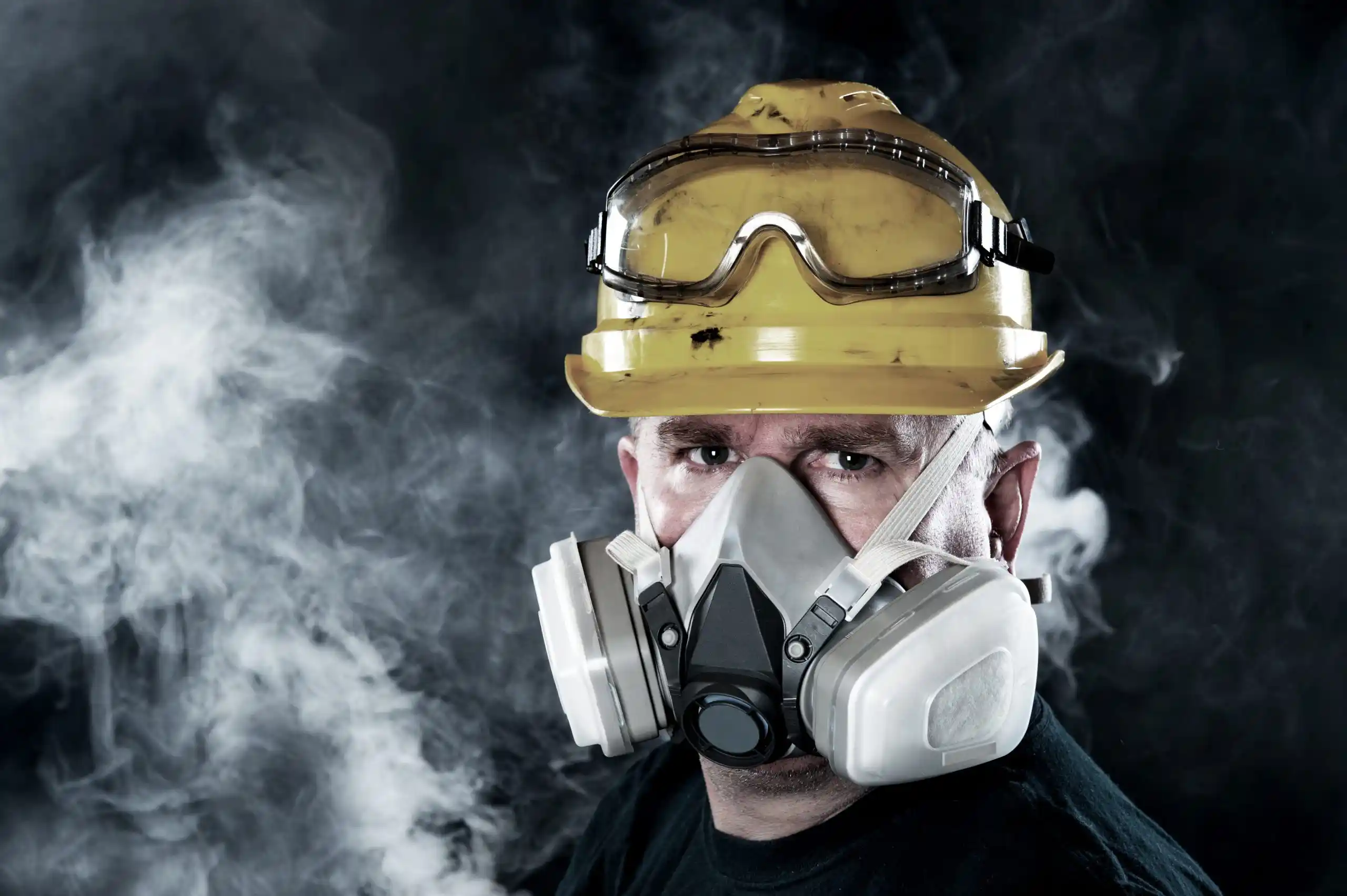 Man Wearing Respirator Man Wearing Respirator