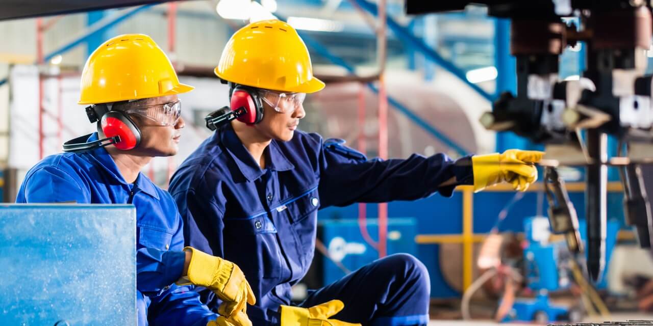 OSHA Safety Workers in OSHA compliant industrial facility