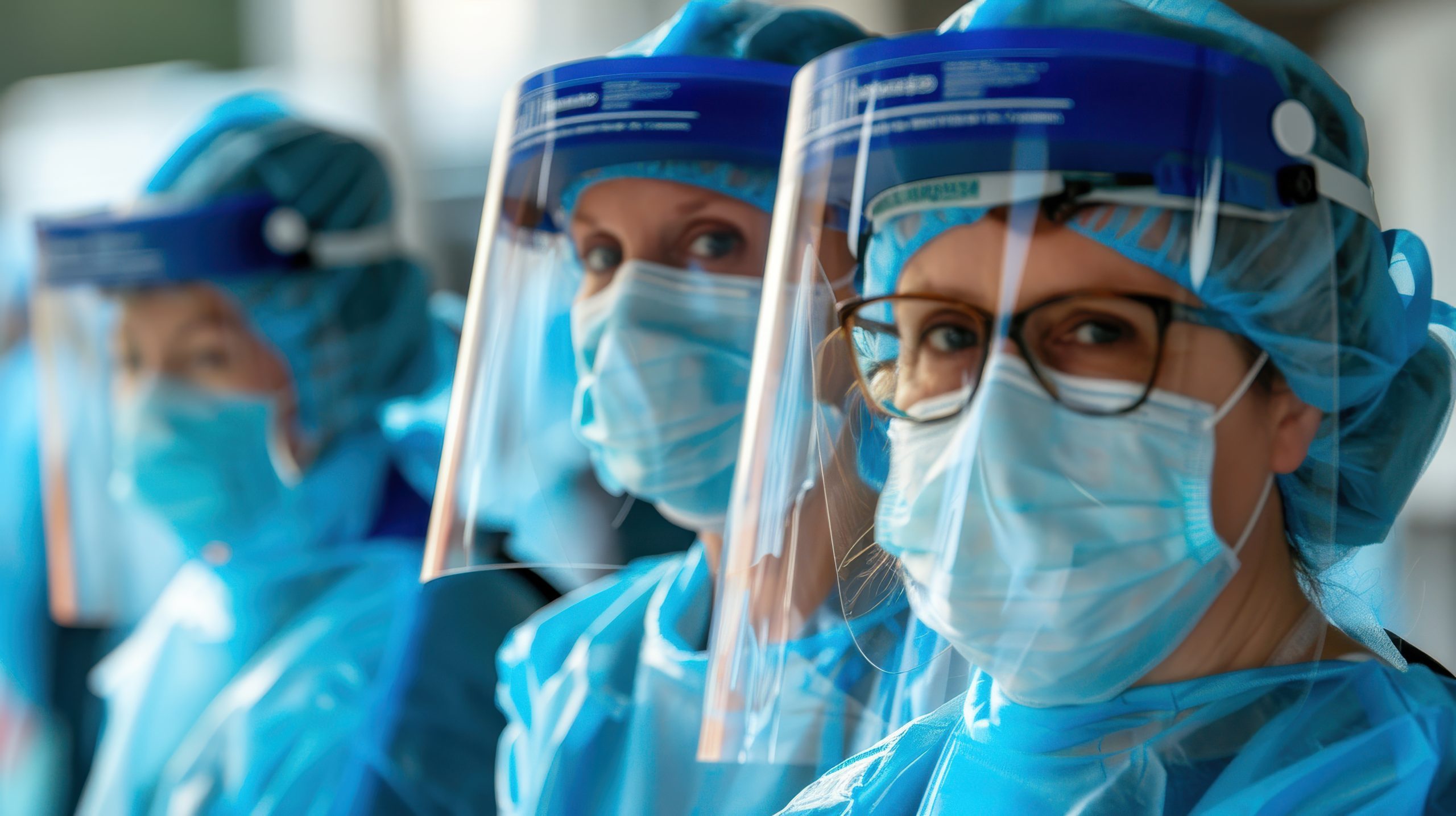 Medical professionals wear protective gear, including face shields and masks, to ensure safety during healthcare operations Respirator Fit Testing